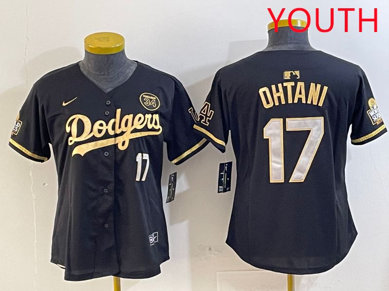 Youth Los Angeles Dodgers #17 Ohtani Black Gold Game 2025 Nike MLB Jersey style 6